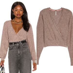 Free People Going for Gold Sweater Rose Gold Women Small NWT Ballet Core Shimmer